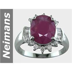 Elegant 6.52 ct  Rare Ruby & Diamond Ring 14kt Gold
