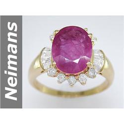 Fabulous 6.52 ct  Rare Ruby & Diamond Ring 14kt Gold