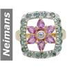 2.75 ct Green, Pink & White Sapphire Ring 14kt Gold