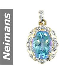 7.34 ct Mystic Cassiopeia Topaz & White Sapphire Pendant 14kt Gold