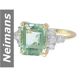 3.44 ct Green Amethyst & Diamond Ring 14kt Gold