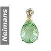 12.56 ct Green Amethyst & Diamond Pendant 14kt Gold