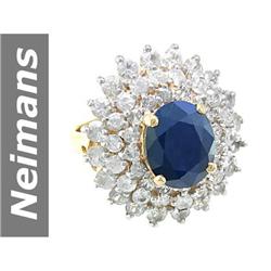 12.56 ct Blue & White Sapphire Ring 14kt Gold