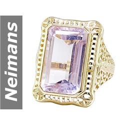 10.55 ct Rose Pink Amethyst Ring 14kt Gold
