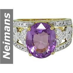 4.72 ct Amethyst & Diamond Ring 14kt Gold