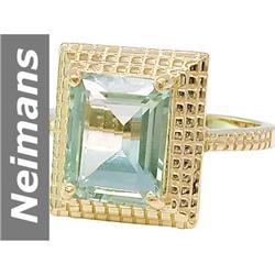 3.20 ct Green Amethyst Ring 14kt Gold