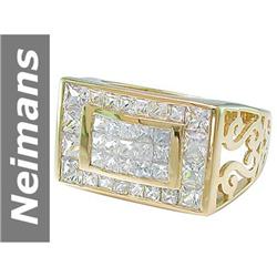 4.25 ct White Sapphire Gents Ring 14kt Gold