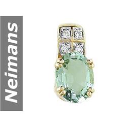 .89 ct Green Amethyst & Diamond Pendant 14kt Gold