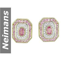 3.63 ct Pink Sapphire & Diamond Earrings 14kt Gold