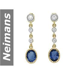 3.24 ct Ceylon Sapphire & Diamond Earrings 14kt Gold