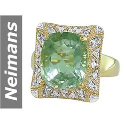 5.01 ct Green Amethyst & Diamond Ring 14kt Gold