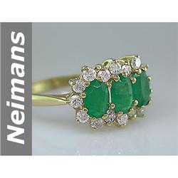 Stunning 1.96 ct Emerald & Diamond Ring 14kt Gold
