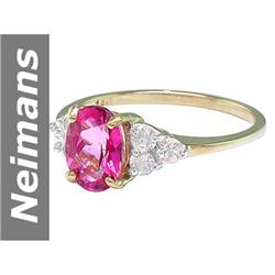 2.02 ct Mystic Hot Pink Topaz & White Sapphire Ring 14kt Gold