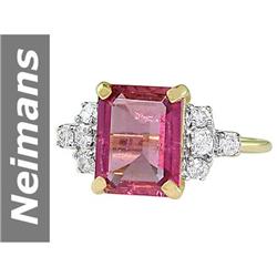 4.24 ct Pink Tourmaline & Diamond Ring 14kt Gold
