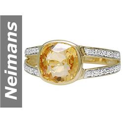 2.25 ct Citrine & Diamond Ring 14kt Gold