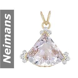 21.73 ct Rose Pink Amethyst & Diamond Pendant 14kt Gold