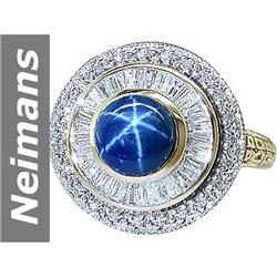2.82 ct Star Sapphire & Diamond Ring 14kt Gold