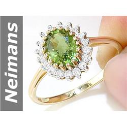2.63 ct Green Apatite & Diamond Ring 14kt Gold