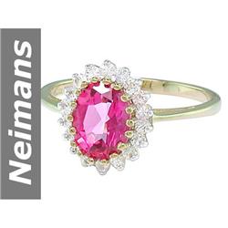 2.23 ct Mystic Hot Pink Topaz & White Sapphire Ring 14kt Gold