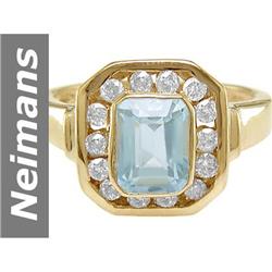 1.81 ct Aquamarine & Diamond Ring 14kt Gold