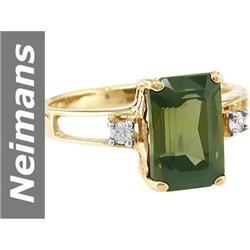 3.07 ct Green Tourmaline & Diamond Ring 14kt Gold