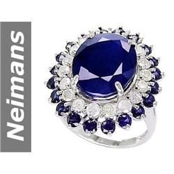15.84 ct Blue Sapphire & Diamond Ring 14kt Gold