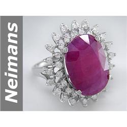 Colossal 15.86 ct Ruby & Diamond Ring 14kt Gold