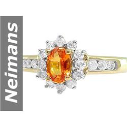.92 ct Orange Sapphire & Diamond Ring 14kt Gold