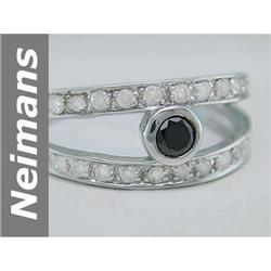 New .61 ct Black & White Diamond Ring 14kt Gold