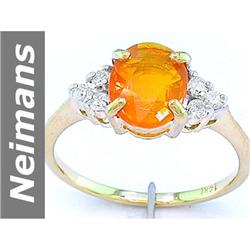 1.85 ct Fire Opal & Diamond Ring 14kt Gold