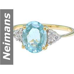 3.37 ct Blue Zircon & White Sapphire Ring 14kt Gold