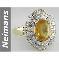 5.56 ct Yellow Sapphire & Diamond Ring 14kt Gold