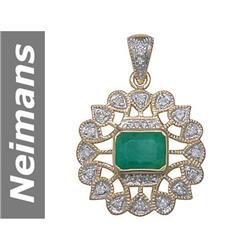 5.10 ct Emerald & Diamond Pendant 14kt Gold