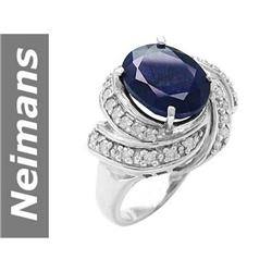 Stylish 6.45 ct Sapphire & Diamond Ring 14kt Gold