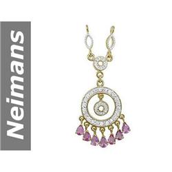 2.56 ct Pink Sapphire & Diamond Pendant 14kt Gold
