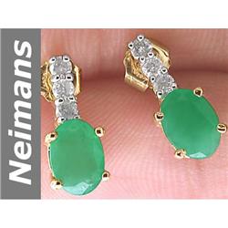 1.71 ct Emerald & Diamond Earrings 14kt Gold