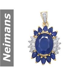 9.32 ct Blue Sapphire & Diamond Pendant 14kt Gold