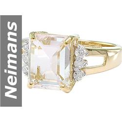 3.41 ct White Morganite & Diamond Ring 14kt Gold