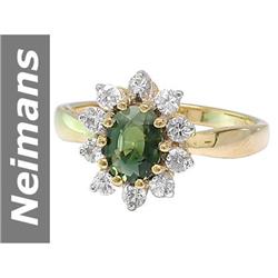 1.31 ct Green Tourmaline & White Sapphire Ring 14kt Gold