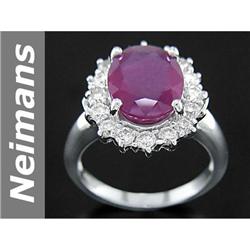 Fabulous 6.45 ct  Rare Ruby & Diamond Ring 14kt Gold