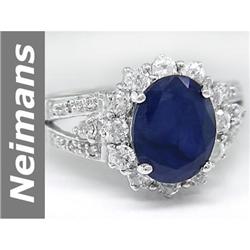 Classy 3.70 ct Sapphire & Diamond Ring 14kt Gold