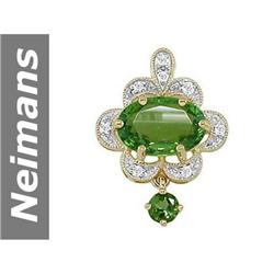 4.53 ct Green Tourmaline & Diamond Pendant 14kt Gold