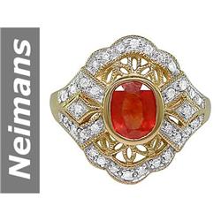 1.76 ct Orange Sapphire & Diamond Ring 14kt Gold