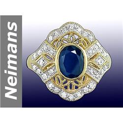 1.66 ct Sapphire & Diamond Ring 14kt Gold