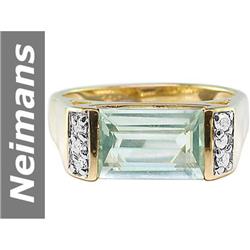 2.53 ct Green Amethyst & Diamond Ring 14kt Gold