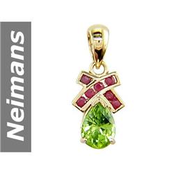 2.02 ct Peridot & Ruby Pendant 14kt Gold