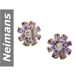 4.90 ct Tanzanite & Diamond Earrings 14kt Gold