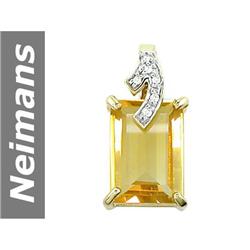 5.84 ct Citrine & Diamond Pendant 14kt Gold