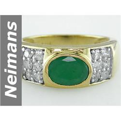 Antique 1.46 ct Emerald & Diamond Ring 14kt Gold