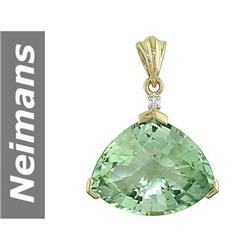 28.25 ct Green Amethyst & Diamond Pendant 14kt Gold